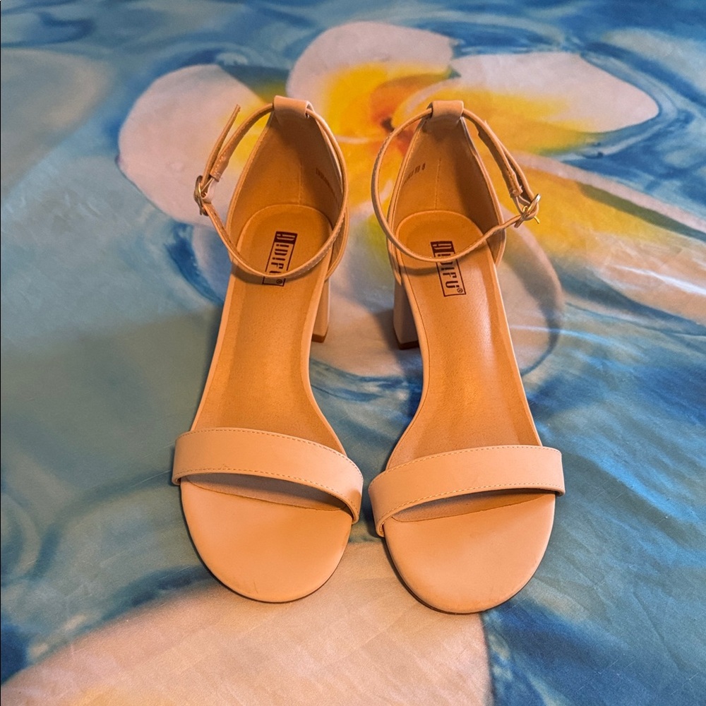 Nude Ankle Strap Heels